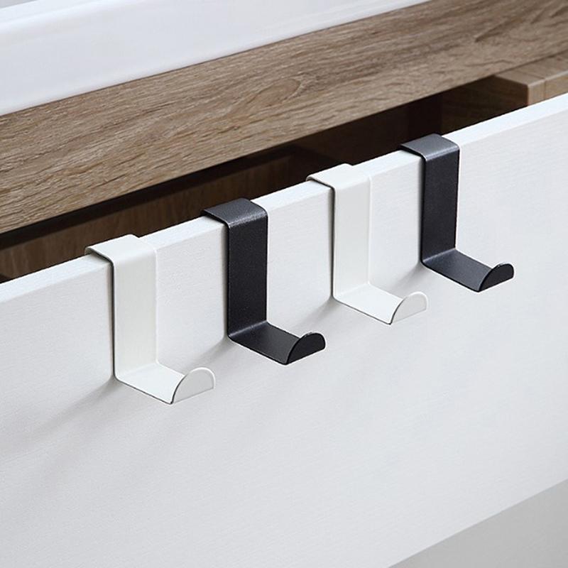2Pcs S-Shape Cabinet Door Hook Stainless Steel Hanger Key Storage Hook Punch-Fre