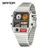 Relógio Masculino Digital LED SANDA 3192 Mostrador Quadrado Duplo Display Multifuncional Medição de Temperatura Esportivo Masculino de Pulso Presente