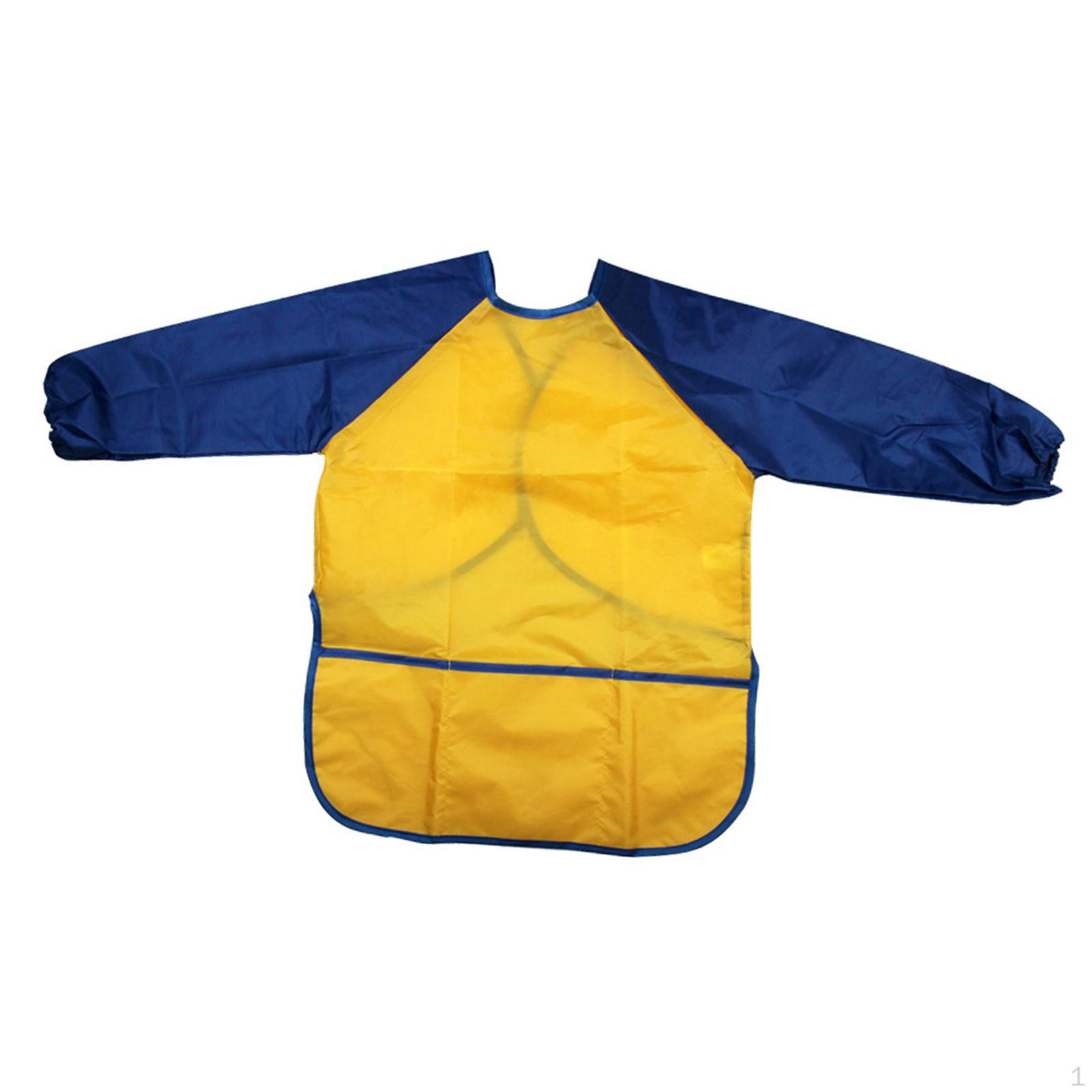 

Детский водонепроницаемый художественный халат с карманом для творческих занятий жёлтый