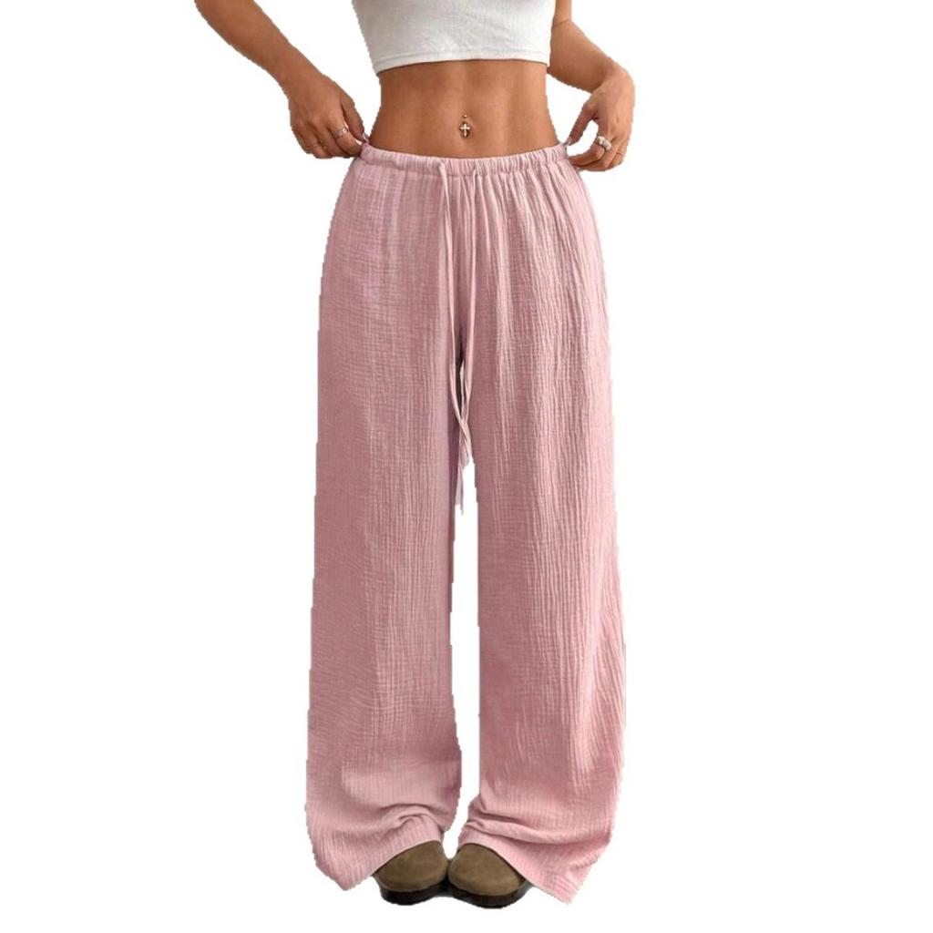 New Fashionable Women's Clothing, Elegant and Versatile, Elastic and Casual, Solid Color Pants, Wide Leg Pants