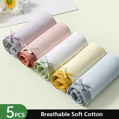 5Pcs Cotton Women's Panties Breathable Underwear Soft Girls Briefs Solid Underpants Sexy Low Waist Female Lingerie