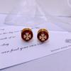 Red Drip Glaze Four-Leaf Clover Ear Cuffs - Double-Sided, High-End Fashion Earrings for Autumn/Winter.