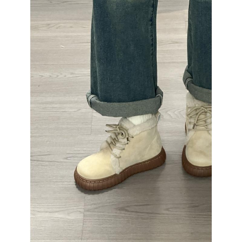 

Белые зимние ботинки на шнуровке с теплой и нескользящей толстой подошвой, женские зимние бархатные и более толстые новые хлопковые ботинки 40