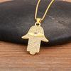 Nidin New Fashion Lucky Palm Shape Evil Eye Pave Zircon Charm Pendant Necklace 4 Styles Girl Clavicle Chain Accessories Gifts