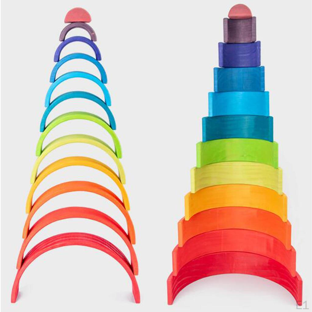 1 Rainbow Building Blocks Wooden Puzzle Toy Set