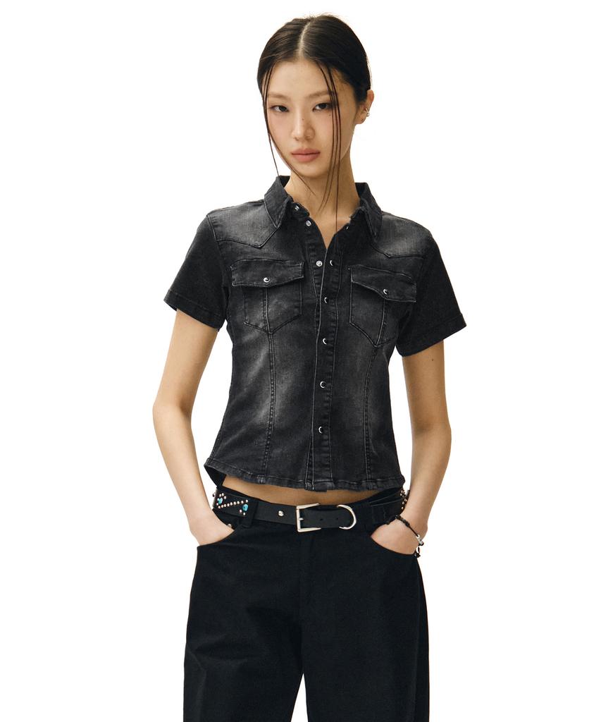Deketeuumeon Western Slim Denim Short Shirts Dcwsh002Blacka