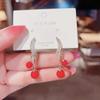 Fashion Atmospheric Red Velvet Bow Earrings Femininity Sweet Flower Long Fringed Versatile Earrings