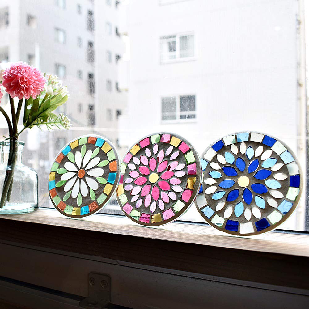 Fourcart Cute Handmade Glass Craft [Mosaic Coaster] Margaret X 5-Piece Set