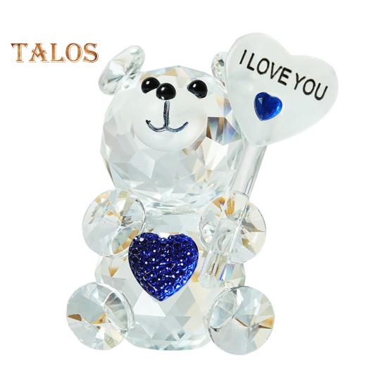 

Прозрачная фигурка медведя, подарок на День святого Валентина, я люблю тебя, украшение из искусственного хрусталя, коллекционная настольная статуэтка медведя для свадьбы, дня рождения, вечеринки, подарка синий