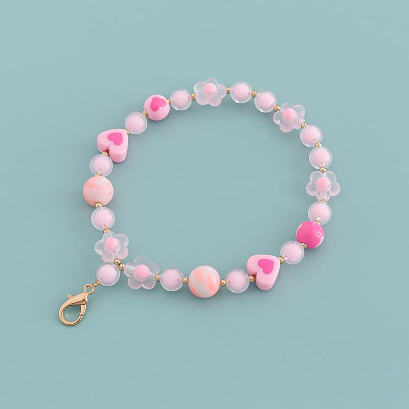 DIY 40cm Acrylic Bead-in-Bead Heart Bag Chain with Multi-color Options