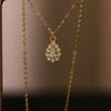 Plata de Ley 925 Versión Coreana Simple Colgante de Gota de Cristal Pavé Cadena para Clavícula Collar para Mujer Chapado en Oro de 14k Joyería Regalo