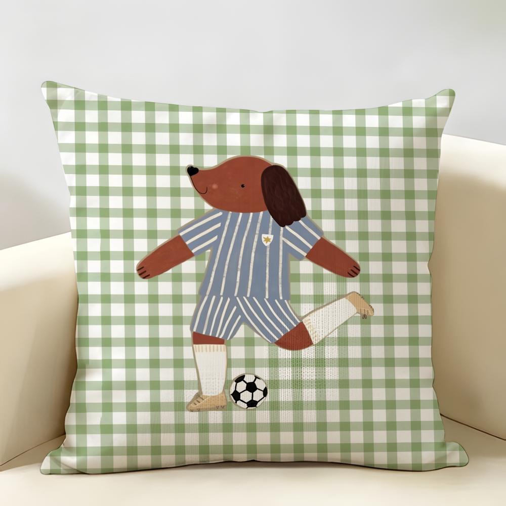 Cute Funny Animal Ins Cartoon Cushion Cover Natural Linen Organic Fabric DoubleSided Printing Room Sofa Decor Pillow Case