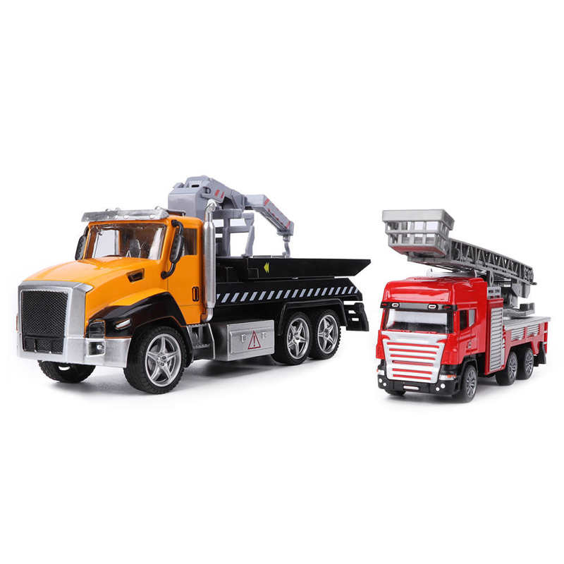 1/42 2 ks tlakově lité záchranné vozidlo Hasičské auto se stahovacím světlem pro děti s hudebním modelem