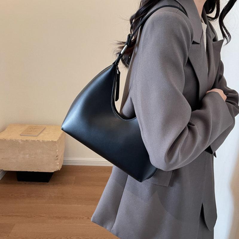 Fashion Underarm Shoulder Bags For Women PU Leather Pure Color Armpit Hobo Bag   Luxury Designer Purses And Handbag