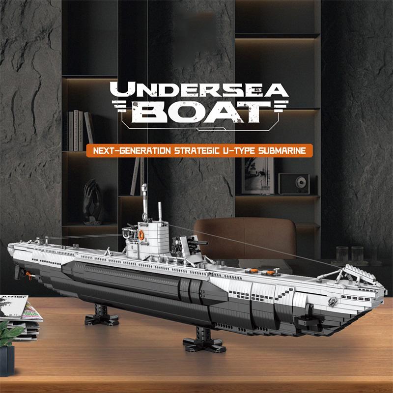 3624PCS U Shaped Submarine Building Blocks Undersea Ship Model Bricks With Base Bracket Desktop Deco Kids DIY Toys Holiday Gifts