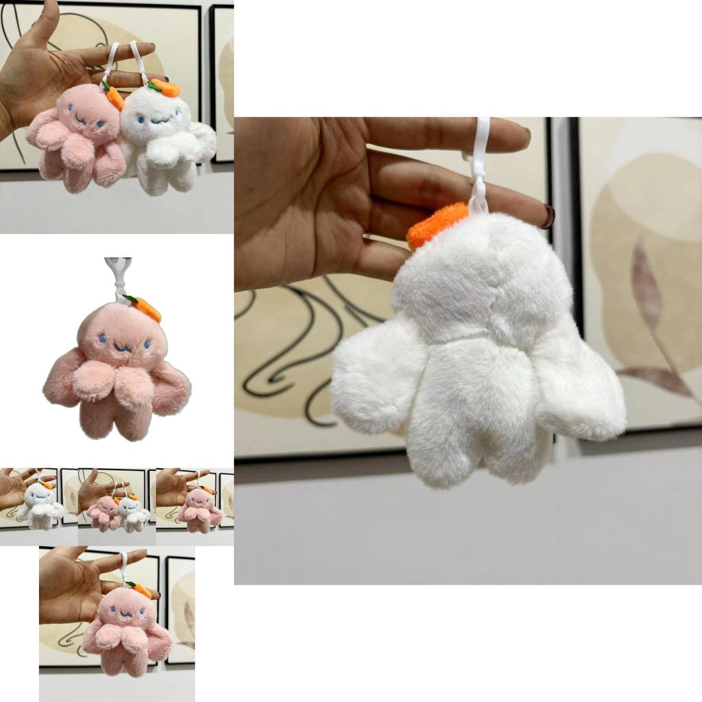 Adorable Plush Octopus White Bunny Keychain Soft Stuffed Animal Backpack Accessory