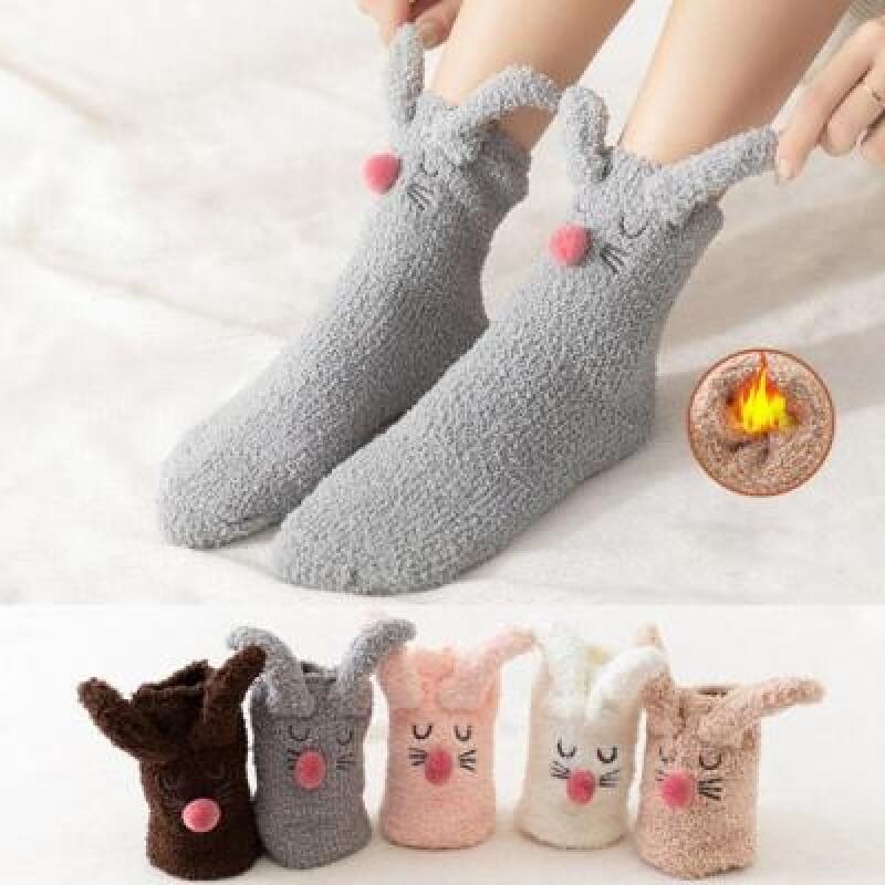 Ter Women s Cute Knit Thermal Sleep Socks ivory