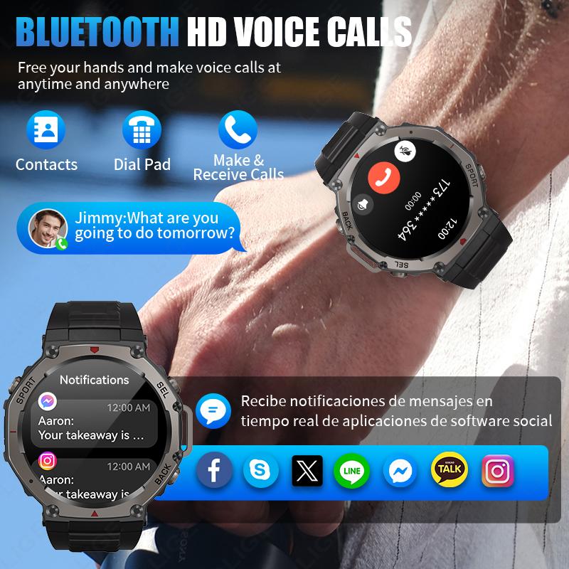 New GPS Smart Watch 5ATM Waterproof 500mAh Battery Built-In Dual-band GNSS Compass Altimeter Barometric Military Smartwatch