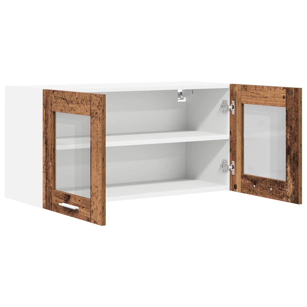 Hanging Cabinet In Vintage Wood and White 80 X 31 X 40 Cm Engineered Wood