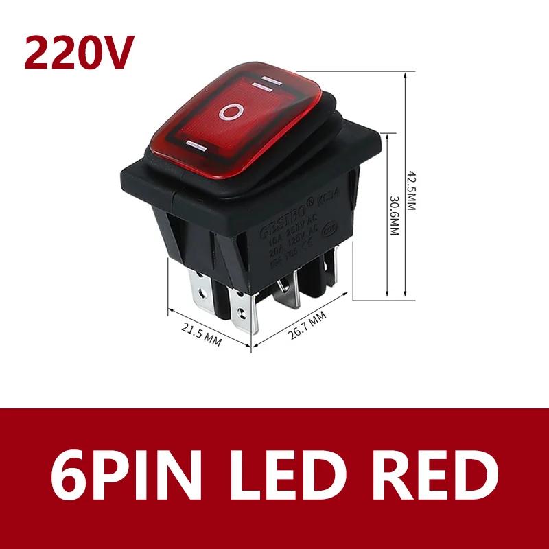 

1/5/20PCS 3 Position 6 Pins KCD4 Waterproof Switch ON-OFF-ON Rocker Switch 12V Power Switch self-Locking 16A 250VAC 20A125VAC 1PCS