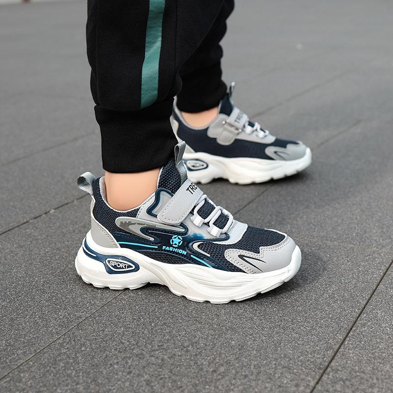Boys autumn 2025 new children's sports shoes double mesh boys breathable dad shoes medium and large children's non-slip running shoes