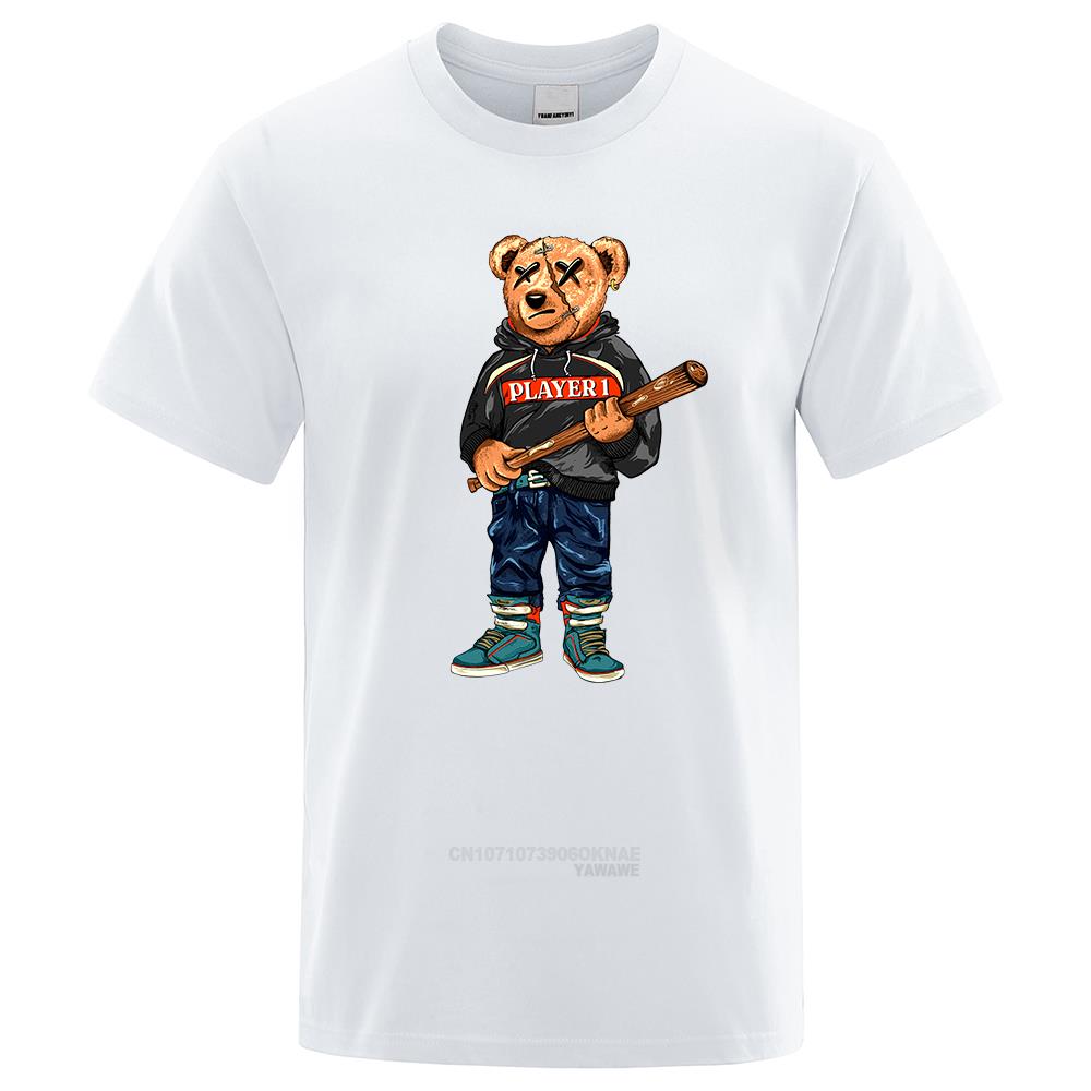

Teddy Bear Badass In Fashion Hip Hop Outfit Men T Shirt Loose Tee Clothes Summer Cartoon Streetwear Casual Women Short Sleeve S
