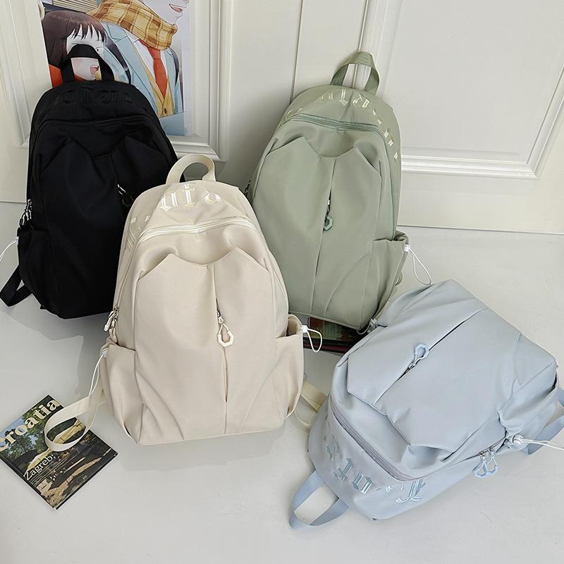 Student Schoolbag Men's Large Capacity Backpack Women's Solid Color Backpack