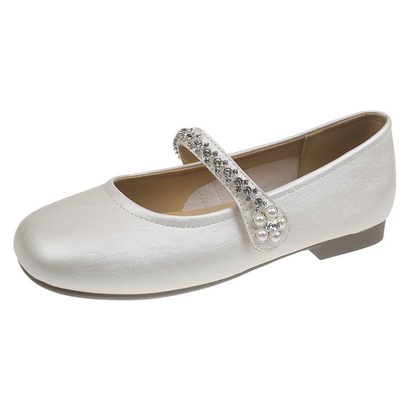 French Stunning Skirt Silver Light Mouth Single Shoes Women's 2025 New Summer Mary Jane Doudou Shoes Small Leather Shoes