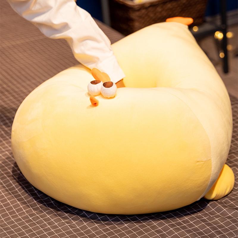 Round Chick Doll Stuffed Soft Appeasing Yellow Chicken Plush Toy Sleeping Companion Present