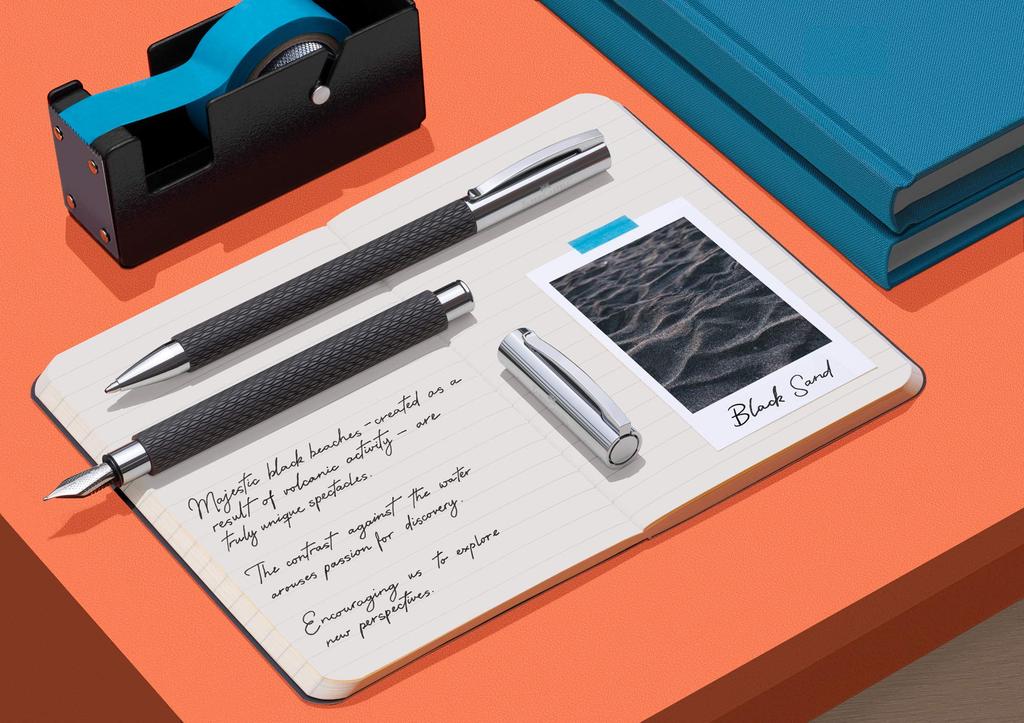 Ambition Op Art Schwarzer Sand Füllfederhalter Medium Offiziell Importierter Faber-Castell Stift, Feder, 147050, Doppelt-Verwendung,