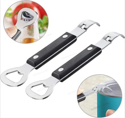 2 In 1 Stainless Steel Can Opener Manual Punch Can Opener Beer Opening Tools Jar Opener for Weak Hands Removes Tight Jar Lid