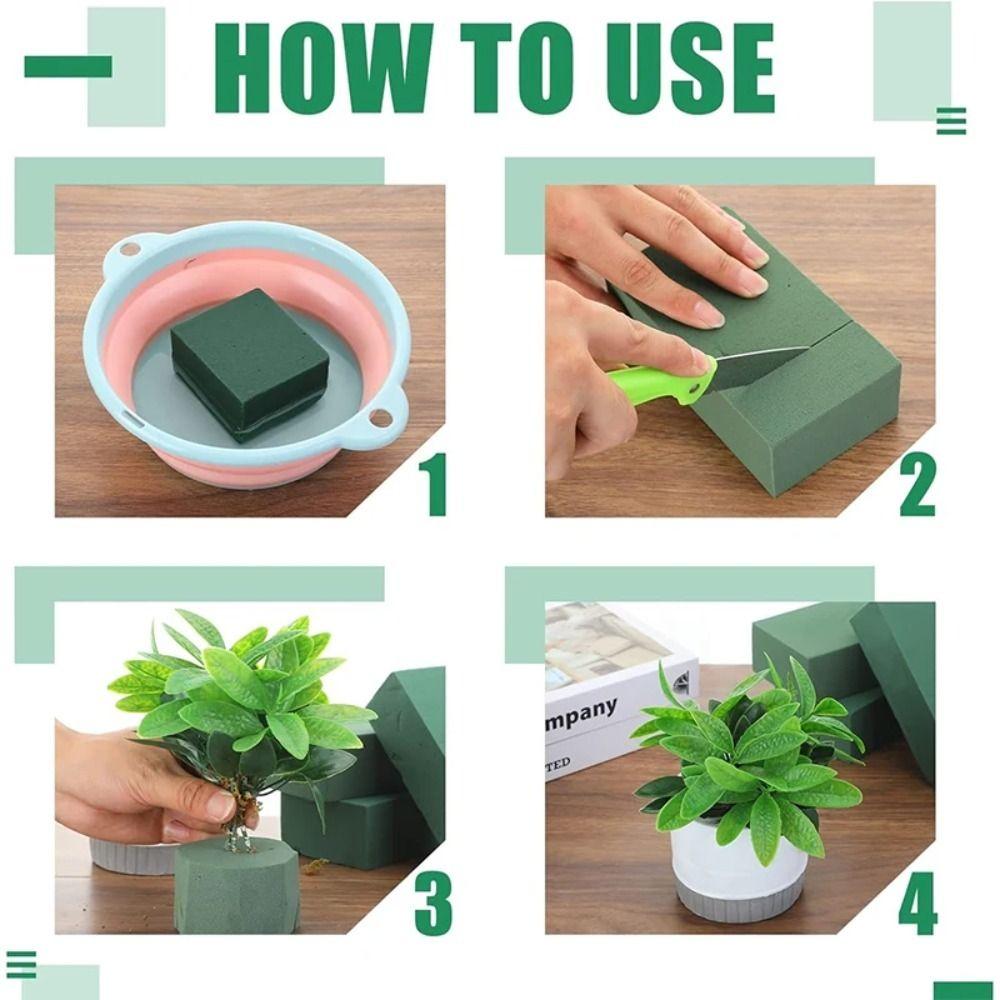 2/4/6pcs Rectangle Floral Foam Blocks Green Artificial Flower Mud Floral Foam Brick  for Home Garden