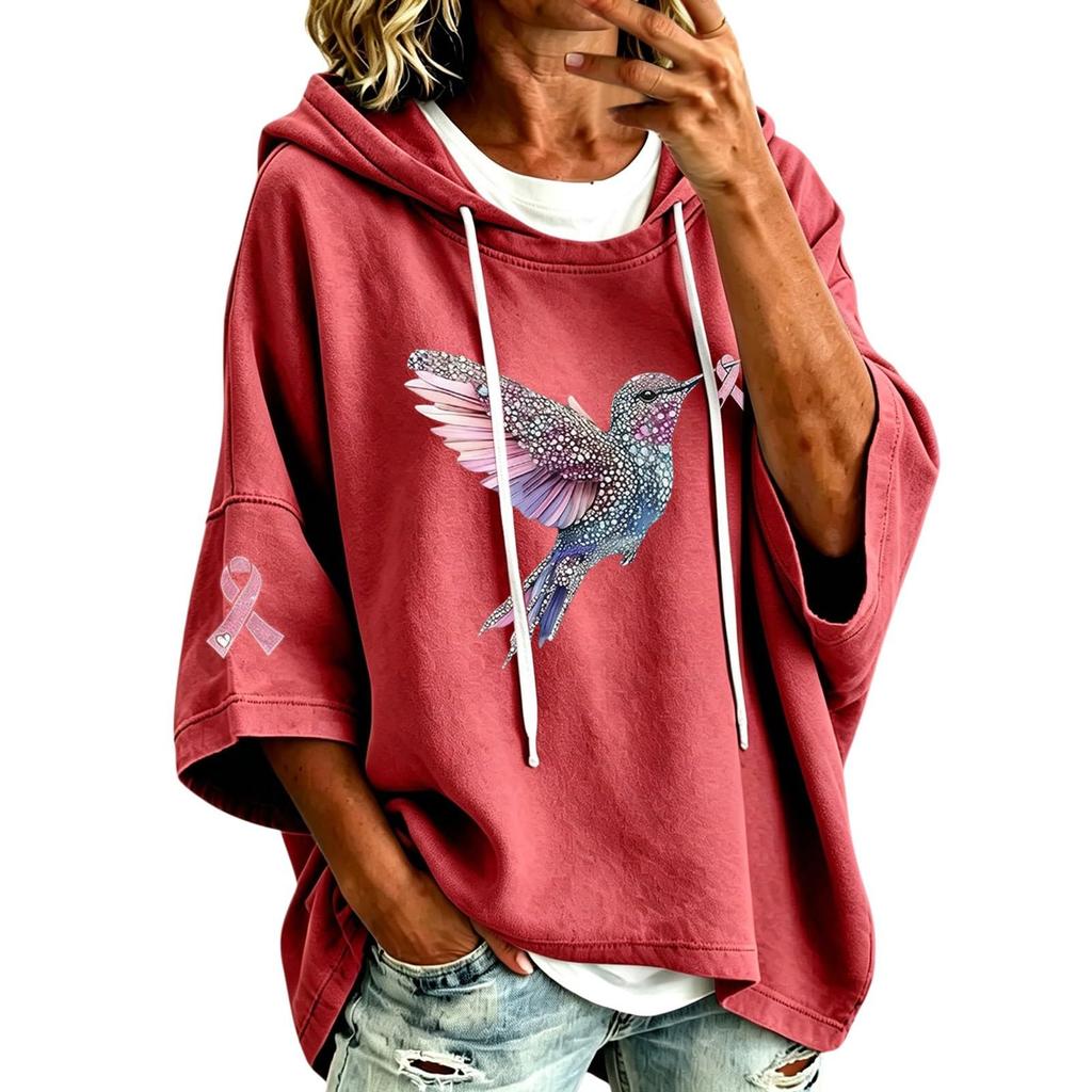 Women's Casual Hoodie with Hood and Graphic Print Loose Fit Pullover