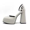 Mary Jane thick heel high heels new fairy wind waterproof table French square head one word buckle belt single shoes