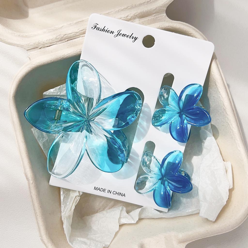 3 Pcs Hawaiian Hair Claw Clip for Women,Flower Marble Vein Hairpin Barrette Summer Vacation Beach Cute Fashion Hair Accessories