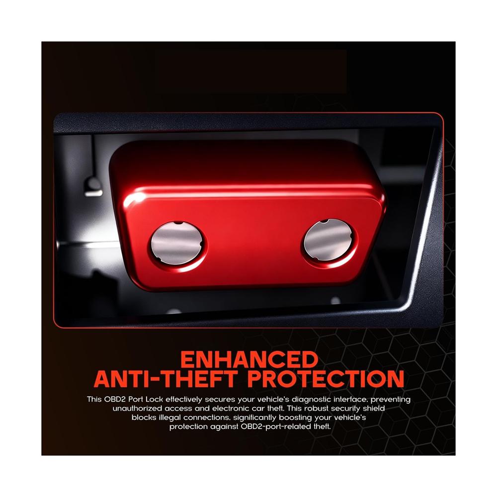 OBD2 Port Lock - Anti-Theft Device - Red Chrome Finish