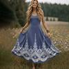 Women’s V Neck Sleeveless Maxi Dress with Adjustable Spaghetti Straps and Floral Print for Summer Beach Wear