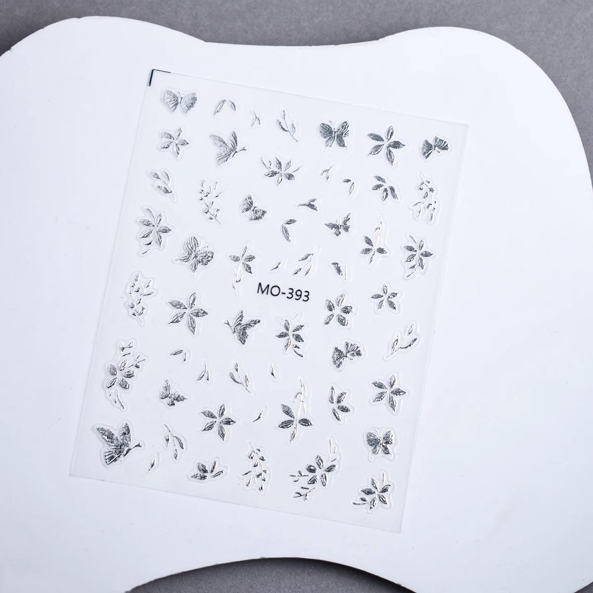 

Наклейки для ногтей «Золотые ветки и нефритовые листья» — двухцветные наклейки с листьями деревьев из золота и серебра