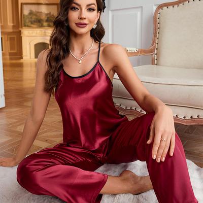 Ice Silk Pyjamas Damen Dünne Seide Sling Pyjamas Anzug Simulation Seide Temperament Sexy Home Wear