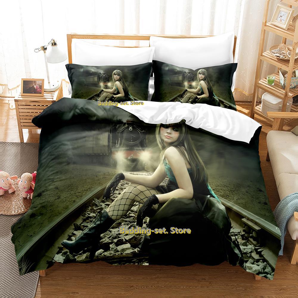 Comforter Dark Emo Bedding Set Single Twin Full Queen King Size Bed Set Adult Kid Bedroom s 3D Print Anime Bed