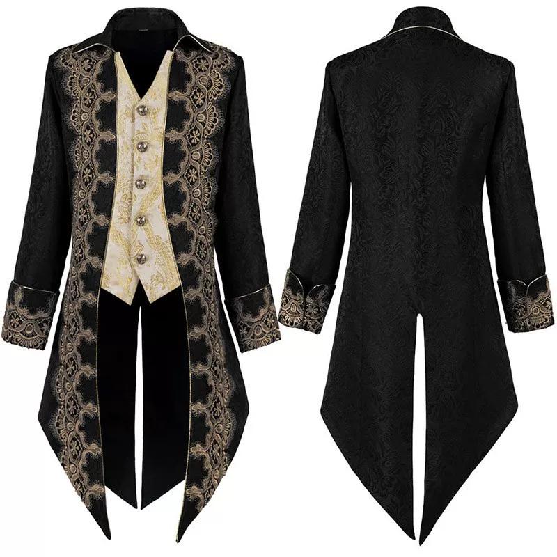 Medieval court tuxedo long embroidered one-piece vest jacket stage play cos count plus size performance suit
