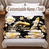 Fish Ocean Theme Soft Blanket Personalized Custom Name Text Print Warm Blanket Home Sofa Bedroom Decor