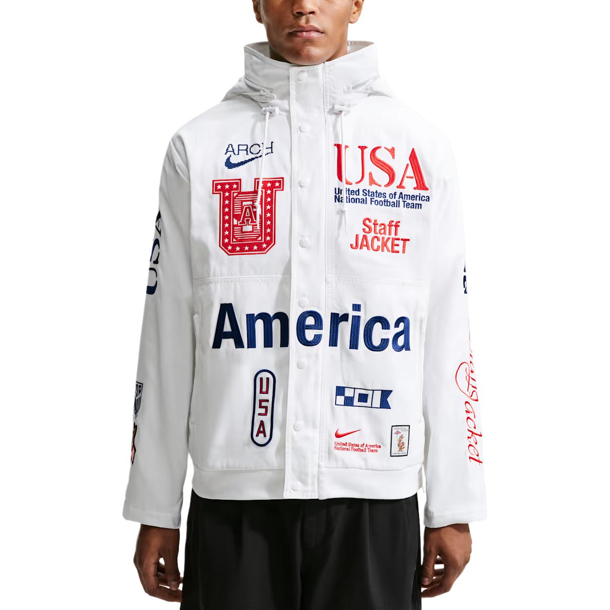 Nike Men's White/Blue Usa X V.a.a. Woven Staff Jacket /Deep Royal Outerwear Ii9805-100 Cm