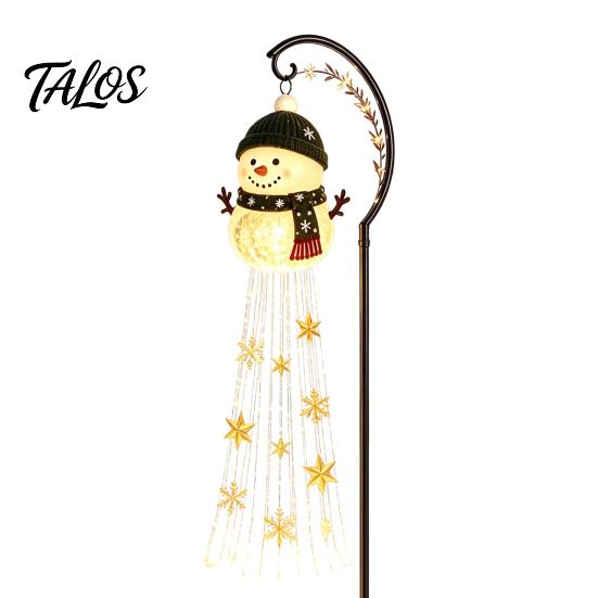 Energy Efficient Patio Festive Lights Solar Snowman Garden Stake Light, Flowing Waterfall LED Fairy Light with Decorative Resin Ground Stakes