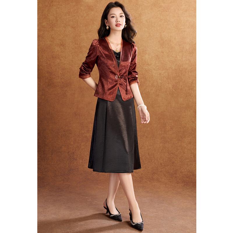 

Meilan Ni New Chinese Style Satin Jacquard Two-Piece Set XL