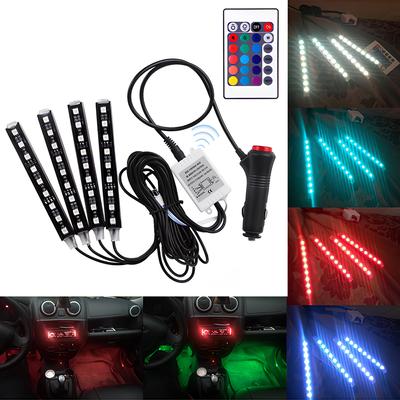 4Pcs 12V Auto RGB LED DRL Licht 5050SMD Auto Auto Fernbedienung Dekorative Flexible LED Streifen