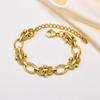 INS Trendy 18K Gold Plated Stainless Steel Jewelry Circle Beads Geometric Bracelet For Women Texture Bow  Valentine's Day Gift