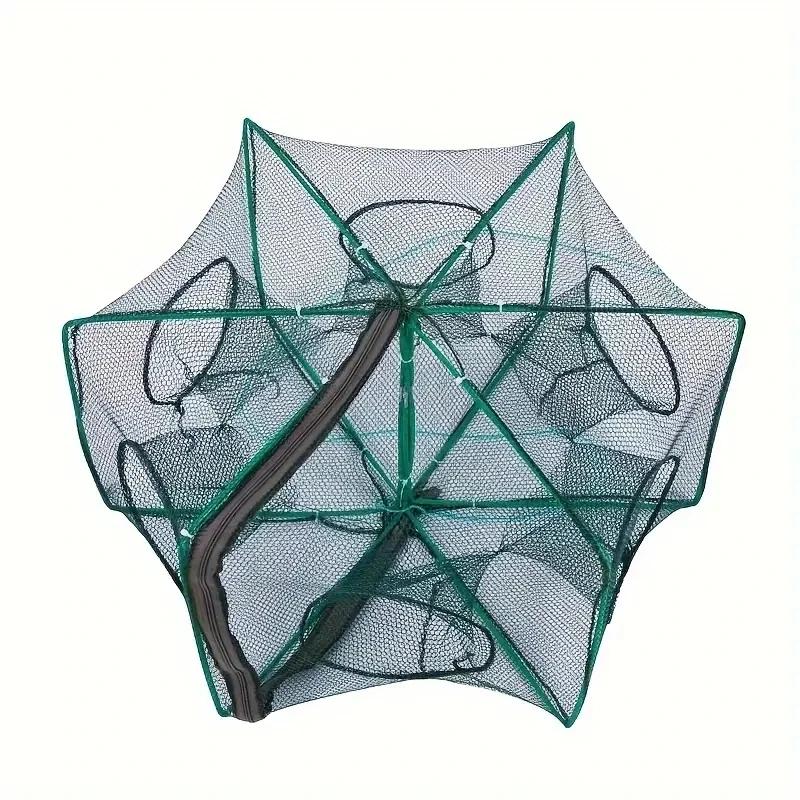 1pc Foldable Hexagon Fishing Trap Net With 6 Holes For Minnow, Crab, Crawdad, Shrimp, Fishing Accessories