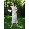 XWI French Elegant V-Neck Floral Midi Dress