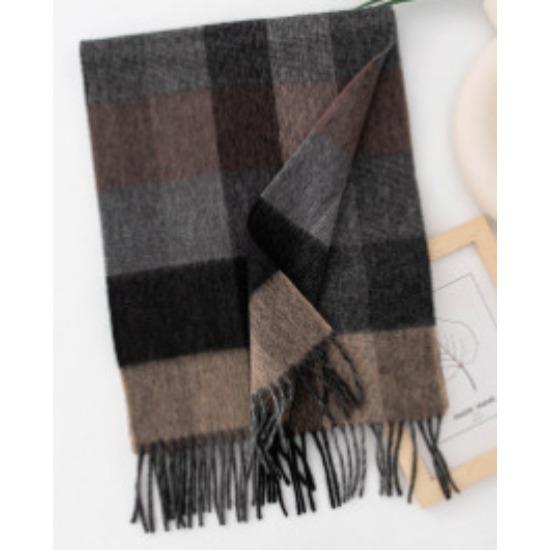 Autumn And Winter Plaid Wool Scarf Women'S Versatile Fringed Warm Scarf Comfortable 100% Real Wool Scarf